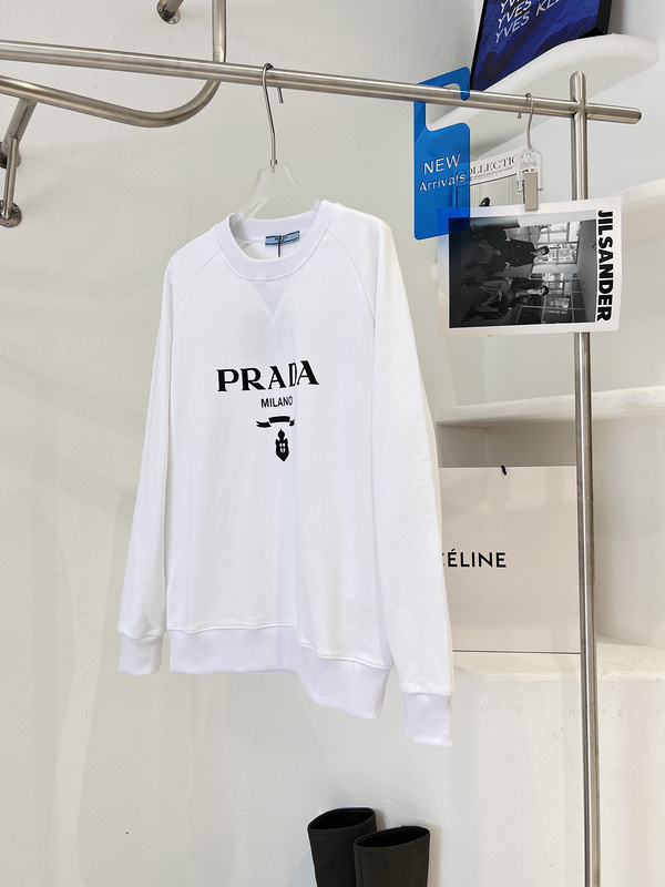 Свитшот Prada Ribbon And Brand Coat Of Arms "White" фото № 6