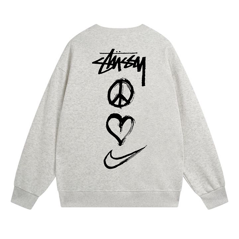 Свитшот Stussy Peace Love Nike "Light Gray" фото № 2