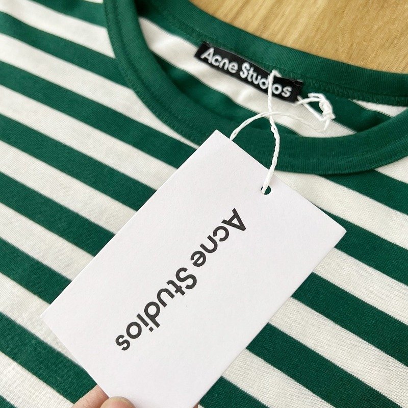 Футболка Acne Studios Striped With Logo "Green/White" фото № 4