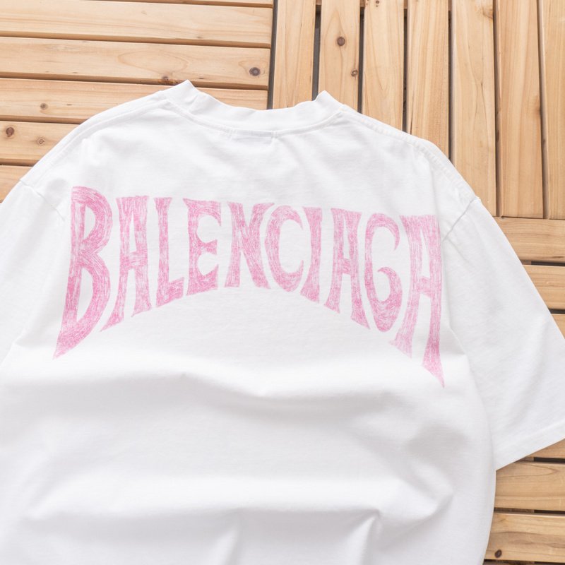 Футболка Balenciaga Paris And Palm Trees "White" фото № 8