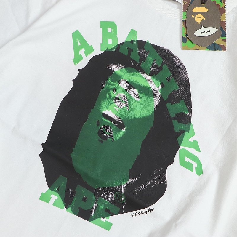 Футболка Bape Double Front Logo Print "White/Green" фото № 3