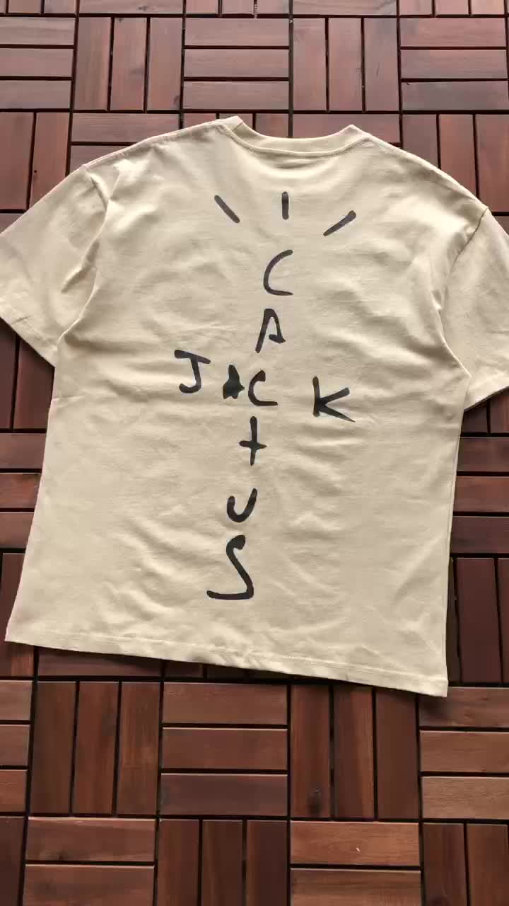 Футболка Cactus Jack Merch Smile And Logo Inscription "Beige" фото № 9