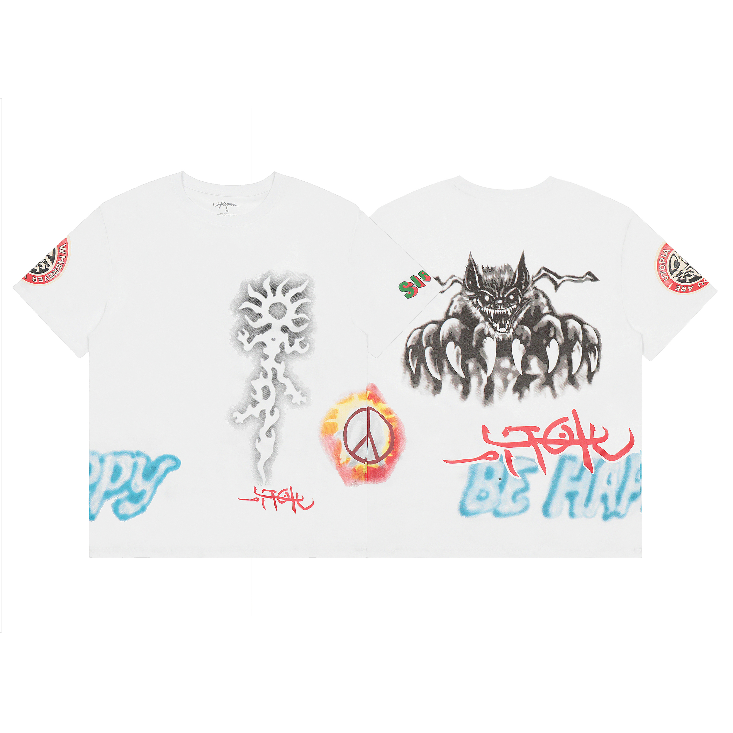 Футболка Cactus Jack Merch Utopia Be Happy and Peace "White" фото № 9