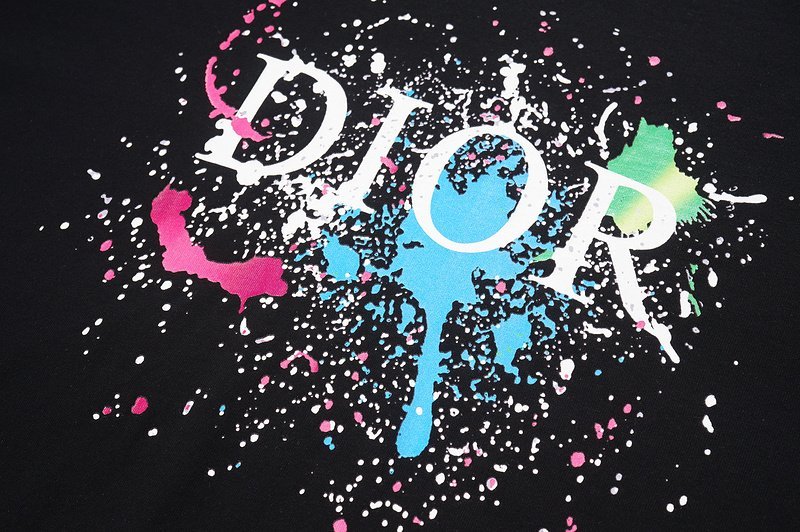 Футболка Christian Dior Logo On Paint Splashes "Black" фото № 3
