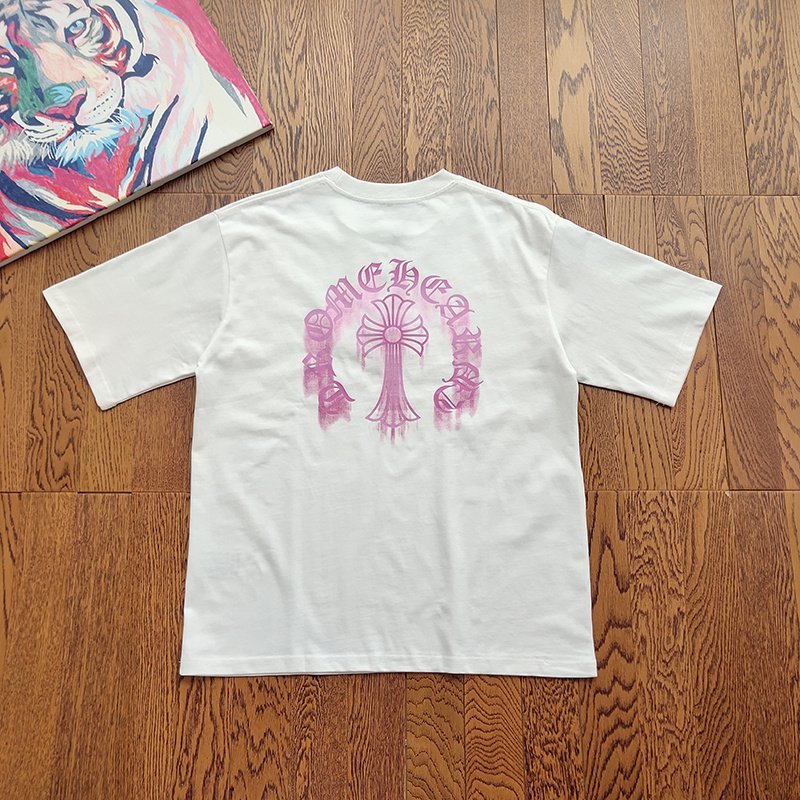 Футболка Chrome Hearts With Pink Graphic Print "White" фото № 5