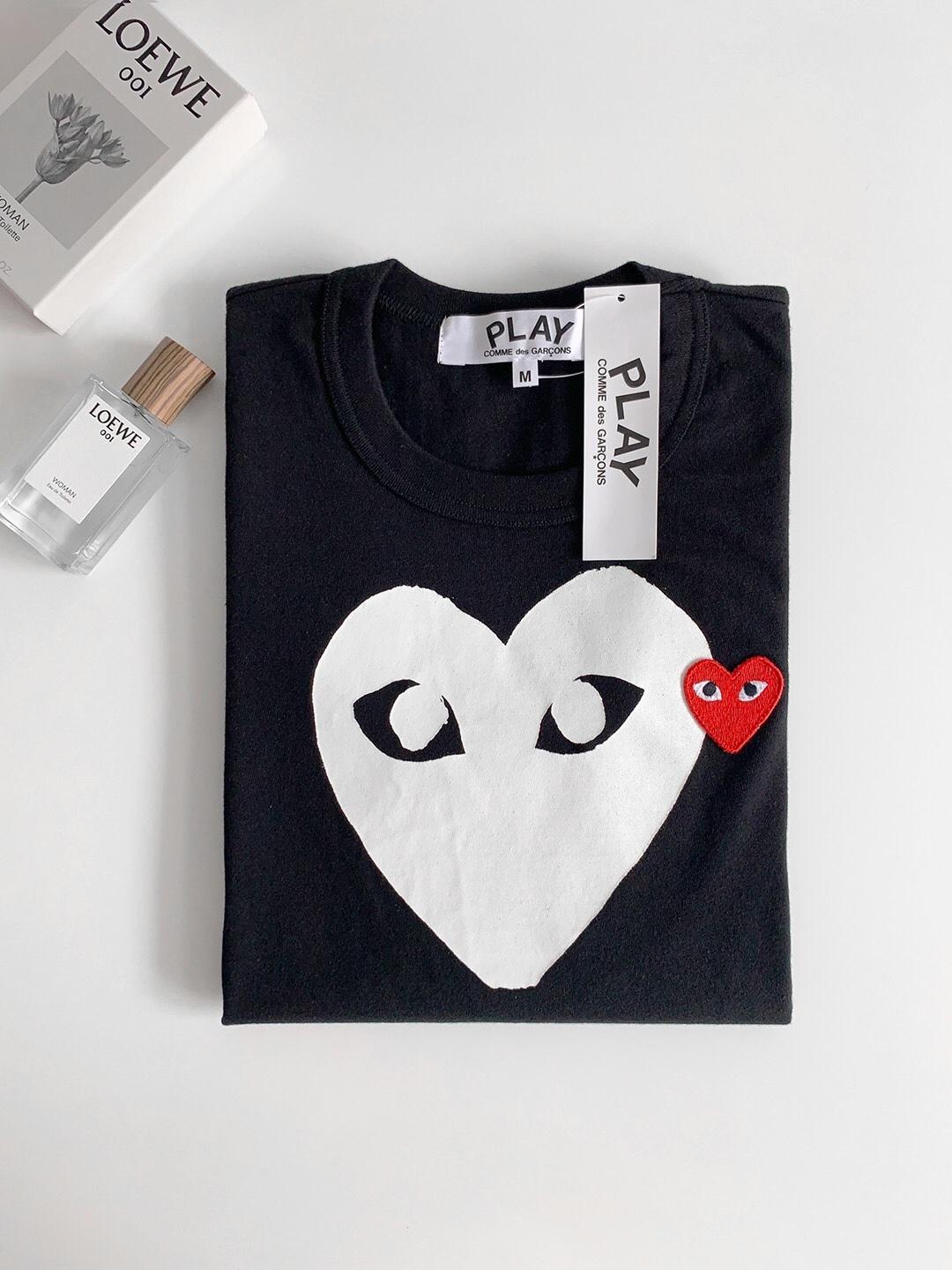 Футболка Comme des Garçons Play White Heart Eyes "Black" фото № 2