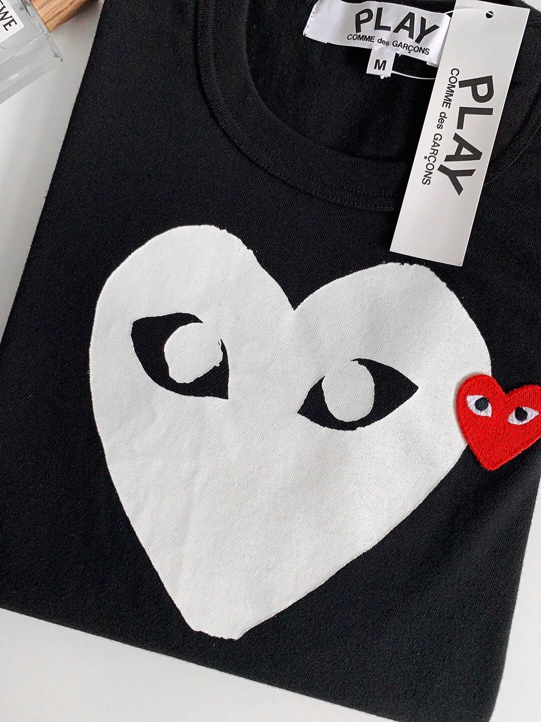 Футболка Comme des Garçons Play White Heart Eyes "Black" фото № 4
