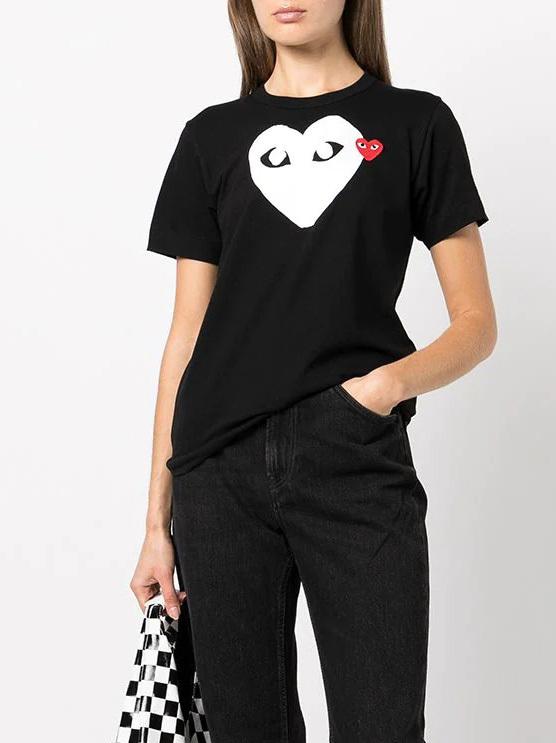 Футболка Comme des Garçons Play White Heart Eyes "Black" фото № 9