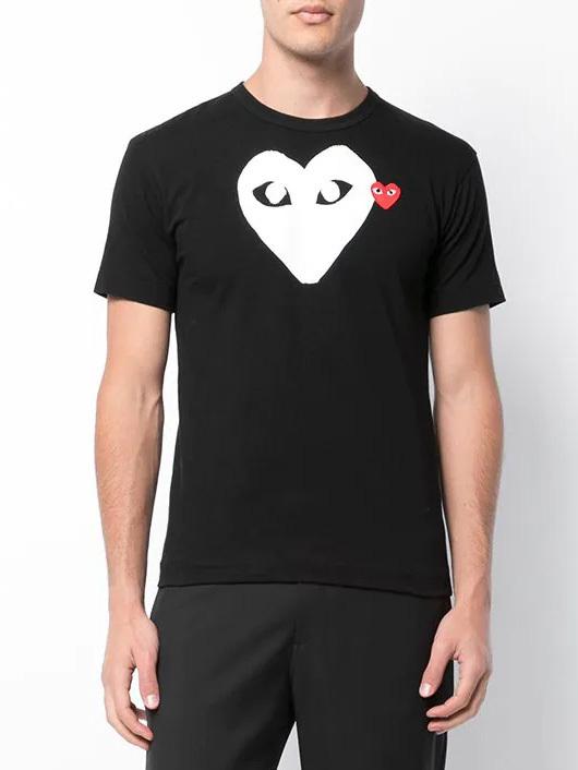 Футболка Comme des Garçons Play White Heart Eyes "Black" фото № 8