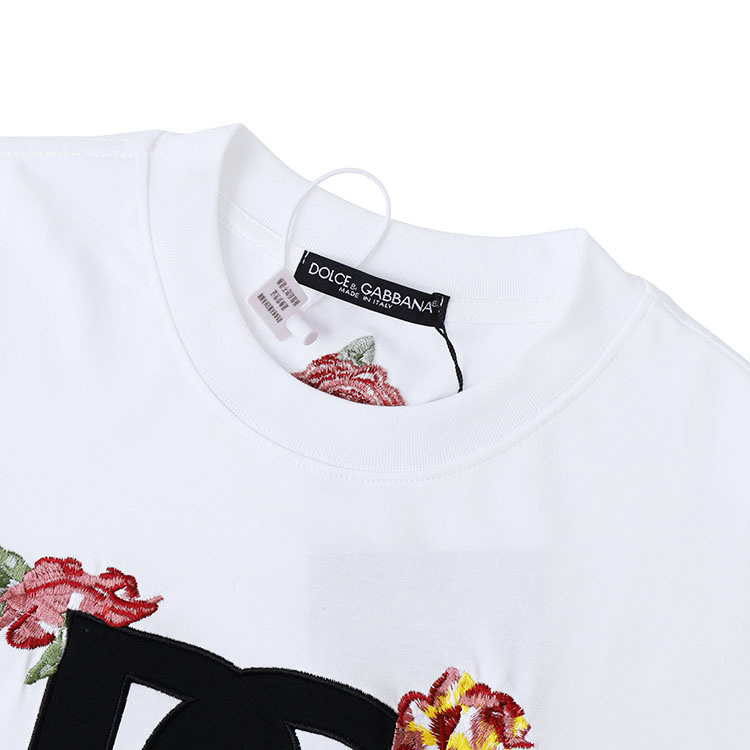 Футболка Dolce Gabbana With Monogram And Flowers "White" фото № 6