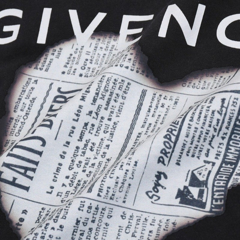 Футболка Givenchy Newspaper Print "Black" фото № 7