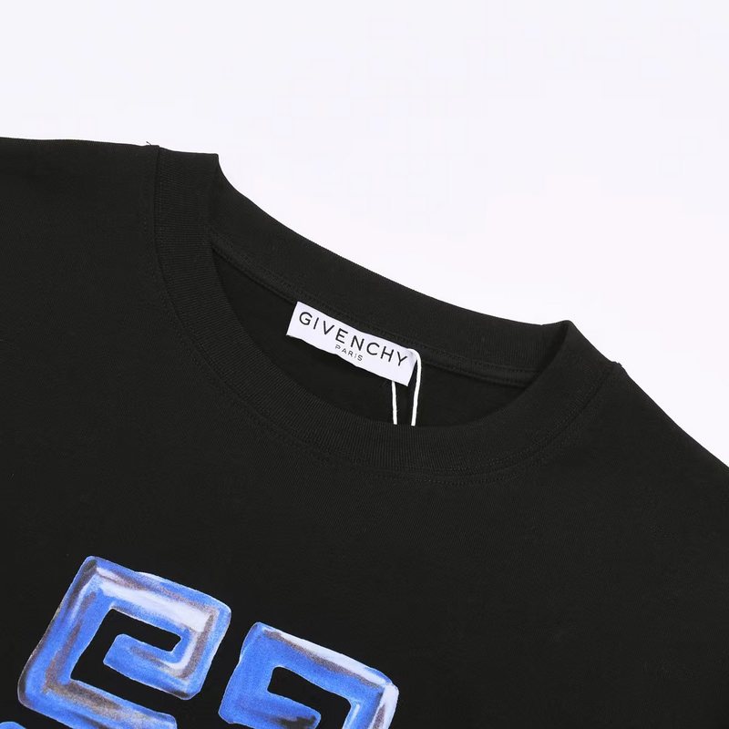 Футболка Givenchy With Blue Text Logo "Black" фото № 5