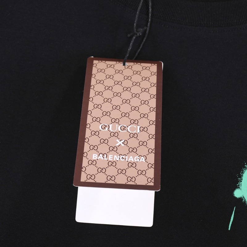 Футболка Gucci X Balenciaga Logo Painted With Paint "Black" фото № 3