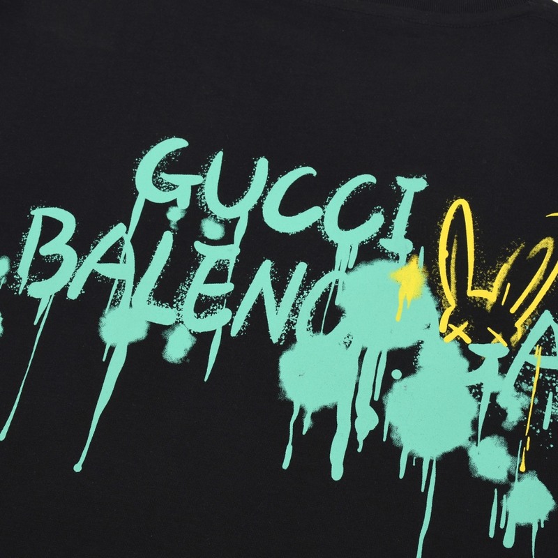 Футболка Gucci X Balenciaga Logo Painted With Paint "Black" фото № 7