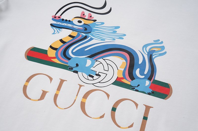 Футболка Gucci Dragon Lies On Logo "White" фото № 7