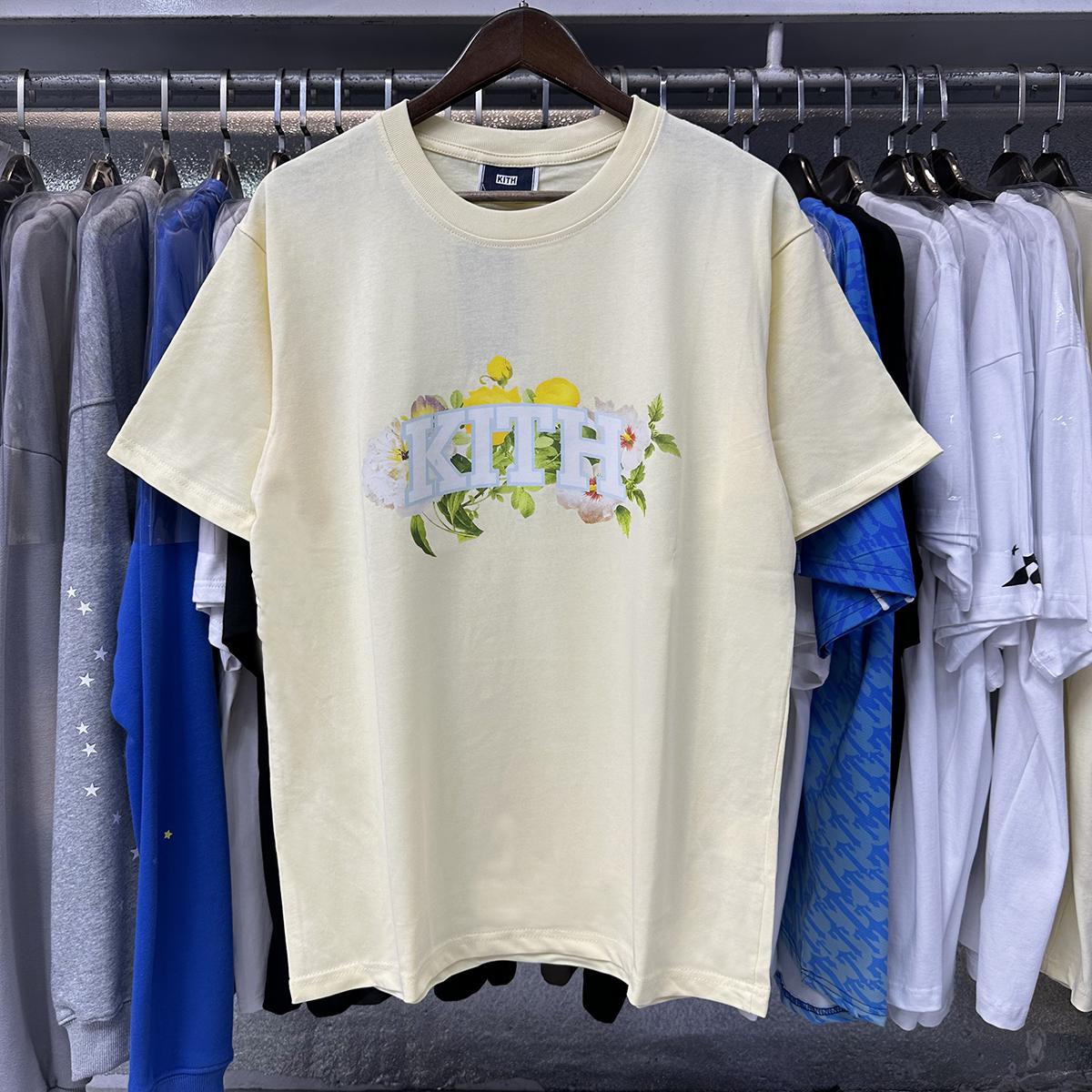 Футболка Kith Green Logo Flowers "Beige" фото № 5