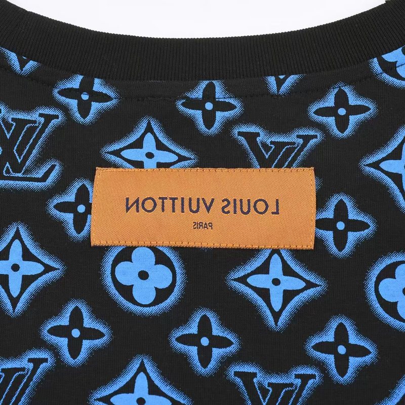 Футболка Louis Vuitton Logo Print And Patch On The Back "Black/Blue" фото № 3