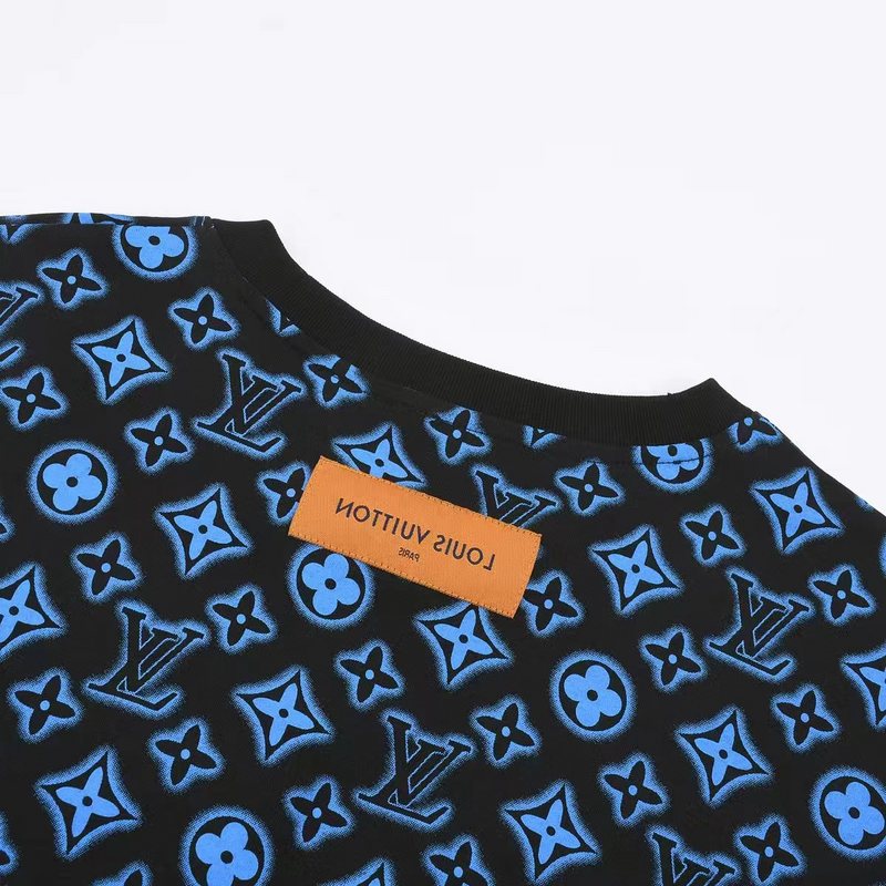 Футболка Louis Vuitton Logo Print And Patch On The Back "Black/Blue" фото № 4