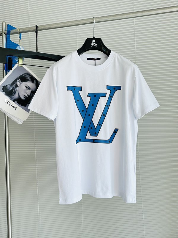 Футболка Louis Vuitton With Large Blue Print "White" фото № 2