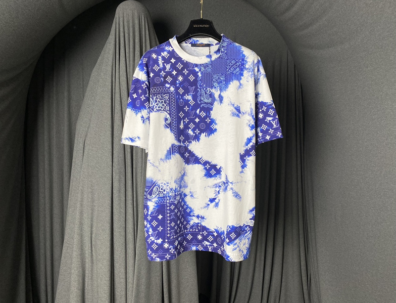 Футболка Louis Vuitton White Spots And Brand Logos "Blue/White" фото № 6