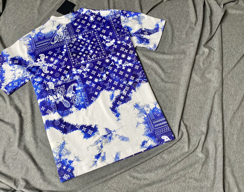 Футболка Louis Vuitton White Spots And Brand Logos "Blue/White" фото № 5