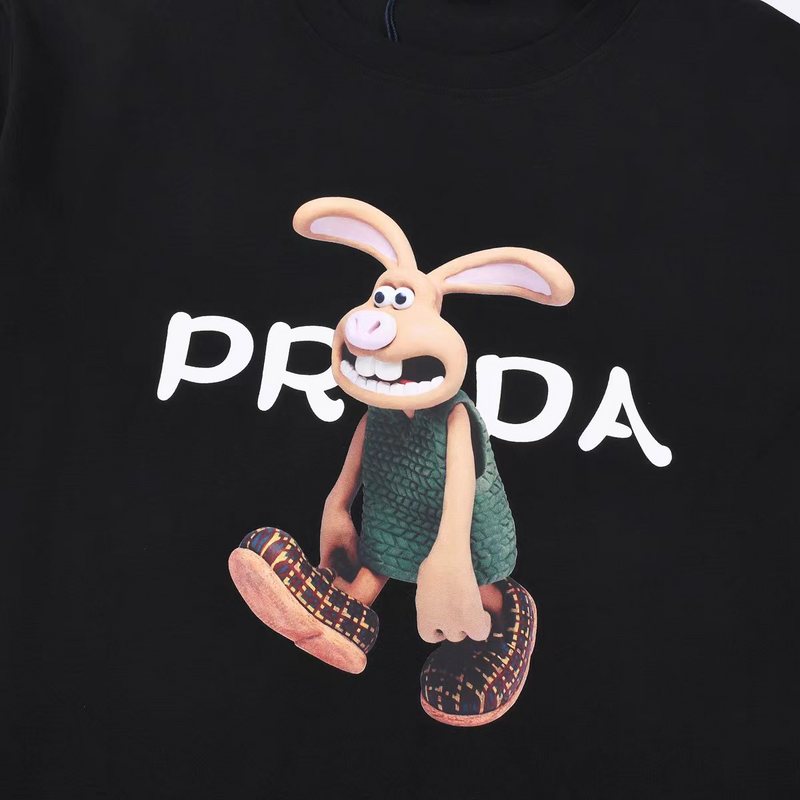 Футболка Prada Print Of Walking Rabbit "Black" фото № 7