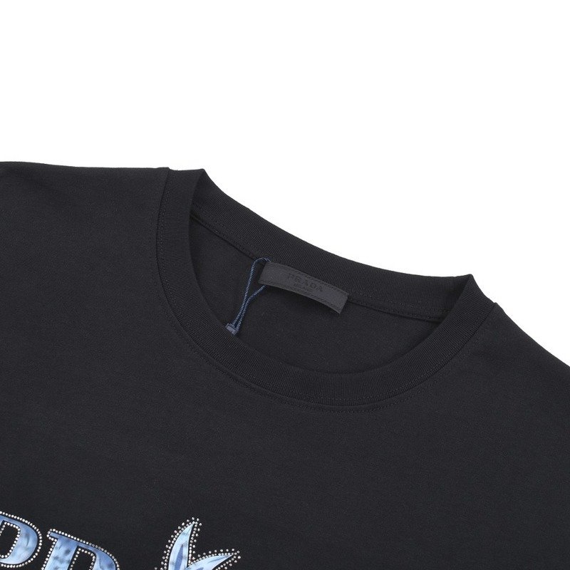 Футболка Prada With Text Logo Made Of Rhinestones "Black" фото № 5