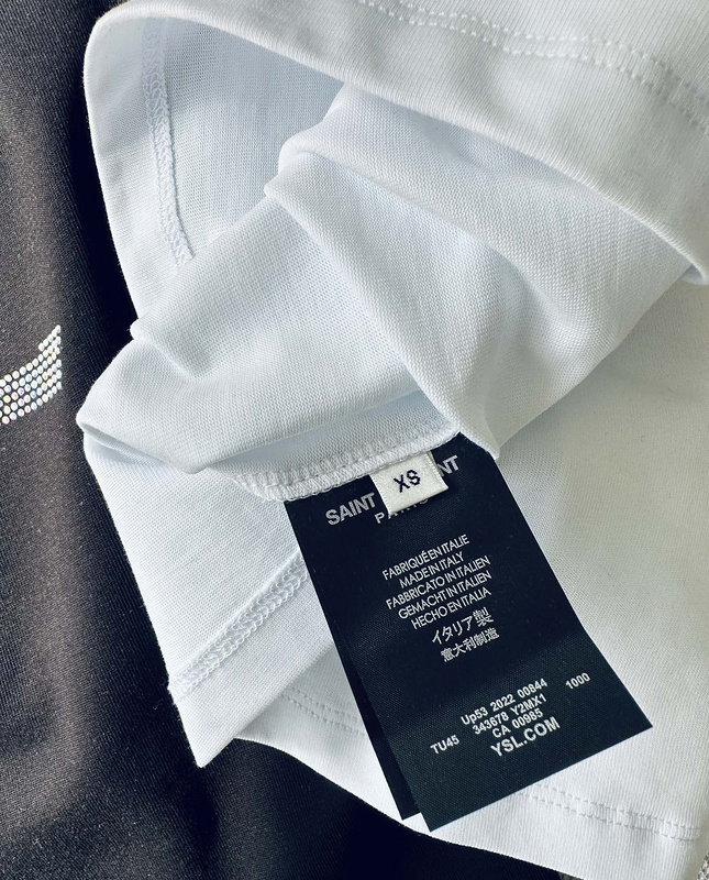 Футболка Saint Laurent With A Sequin Logo "White" фото № 4