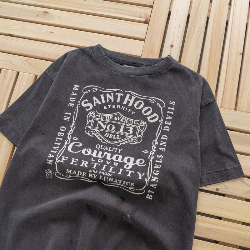 Футболка Saint Michael With Print - Angel Of Death "Gray/Black" фото № 5