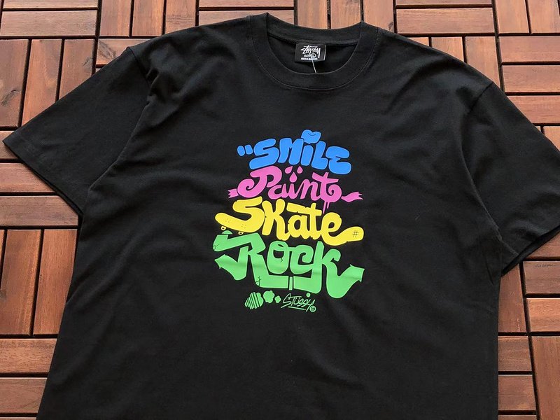 Футболка Stussy Four Colorful Front Inscription "Black" фото № 3