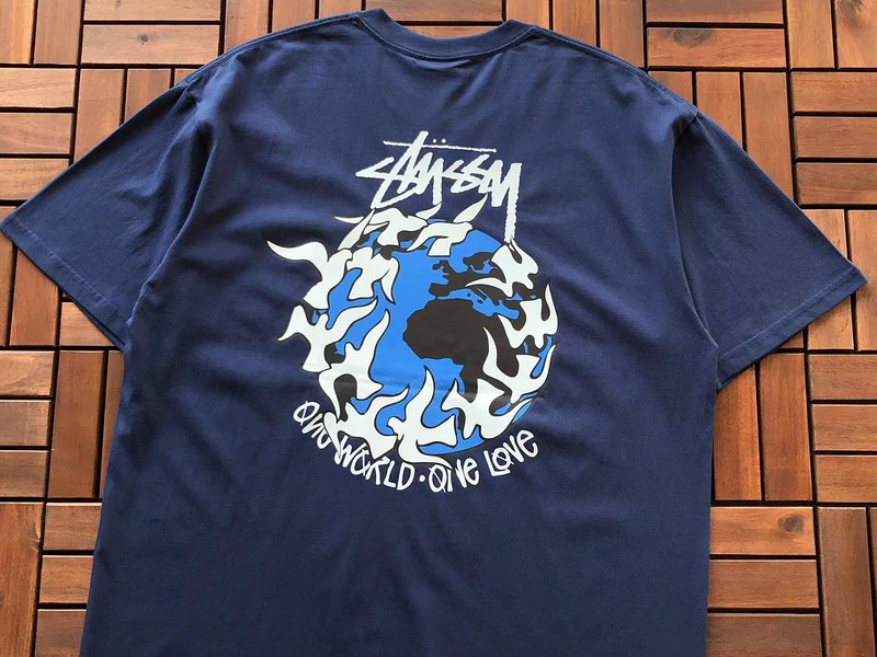Футболка Stussy Planet With Flying Birds Around "Blue" фото № 2