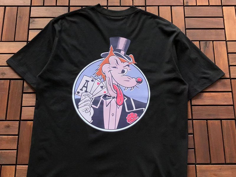 Футболка Stussy Wolf With Playing Card Inside Circle "Black" фото № 4