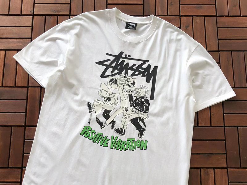 Футболка Stussy Colorful Inscription Positive Vibration "White" фото № 2