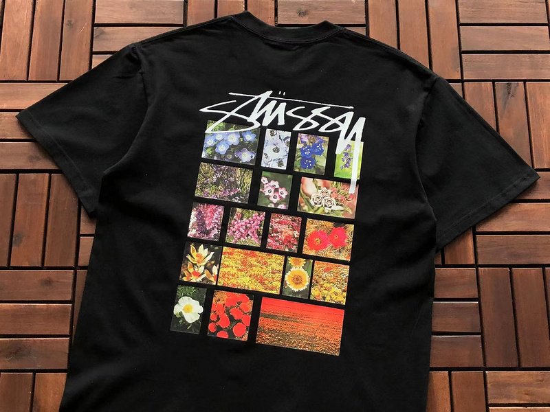 Футболка Stussy Flower Prints In Squares "Black" фото № 2