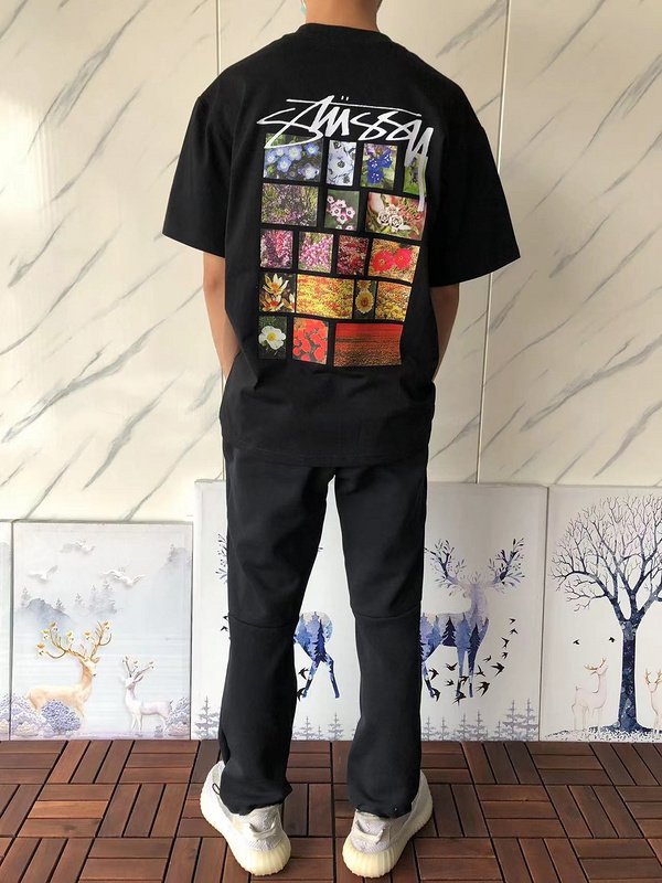 Футболка Stussy Flower Prints In Squares "Black" фото № 9