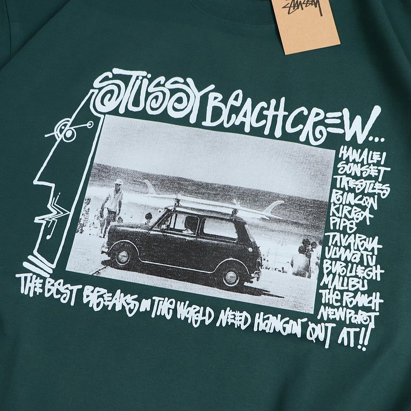 Футболка Stussy Photo With Car Surrounded By Inscriptions "Green" фото № 3