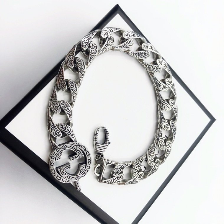 Браслет Gucci With Patterns And Logo Details "Silver" фото № 2