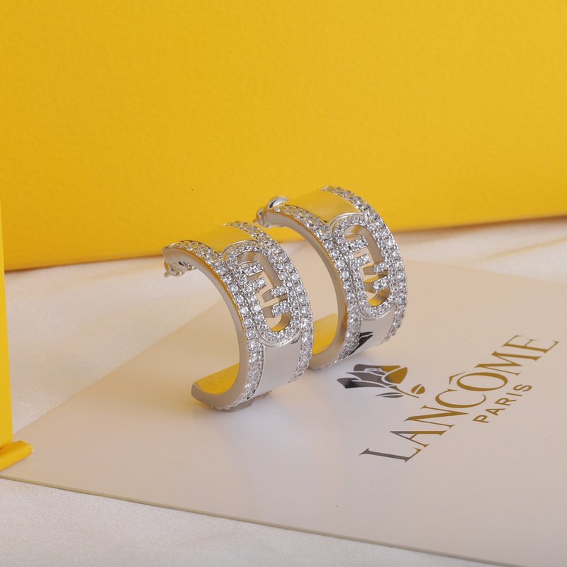 Серьги Fendi Wide Semicircle With Logo "Silver" фото № 2