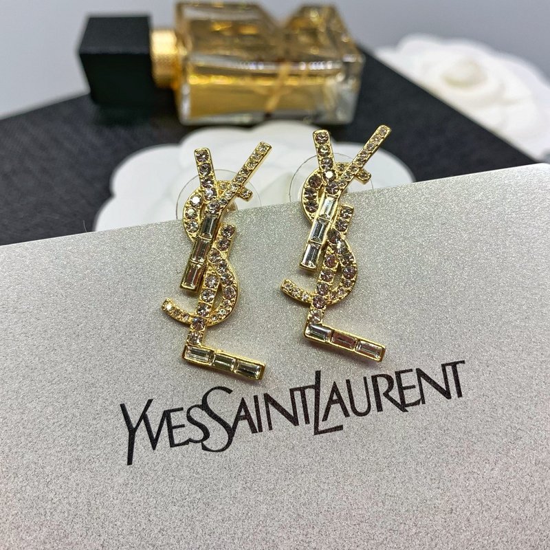 Серьги Saint Laurent With Logo "Gold" фото № 3