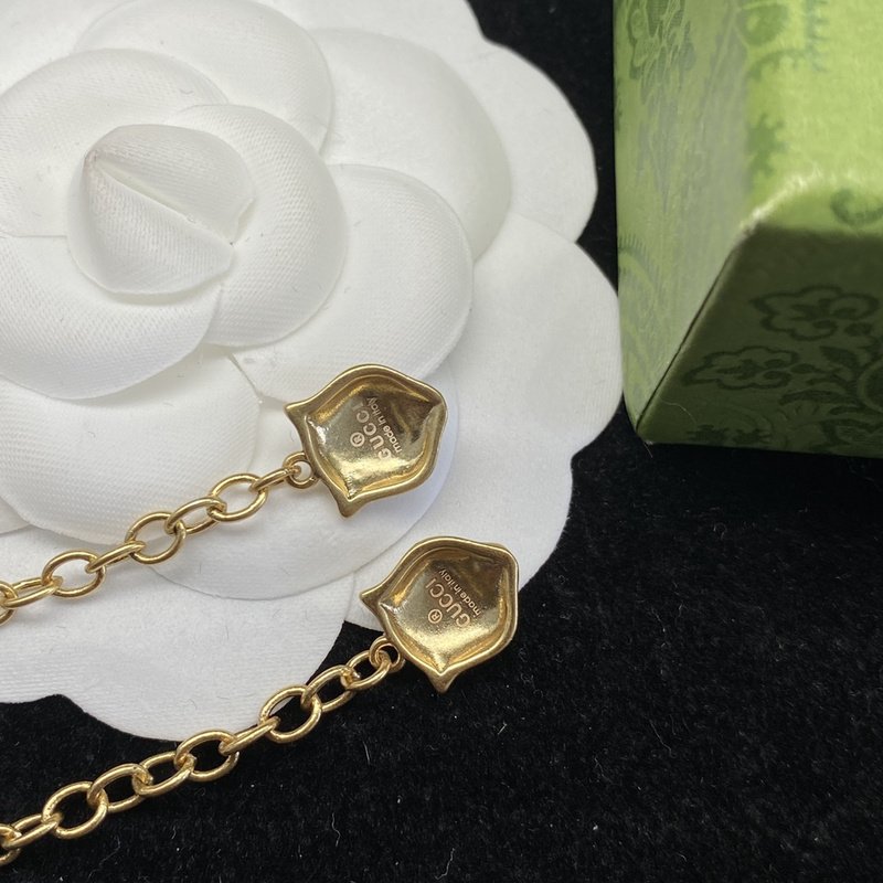 Ожерелье Gucci Logo And Flowers "Gold" фото № 3