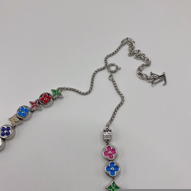 Ожерелье Louis Vuitton Multicolor Logo Symbols "Silver" фото № 3