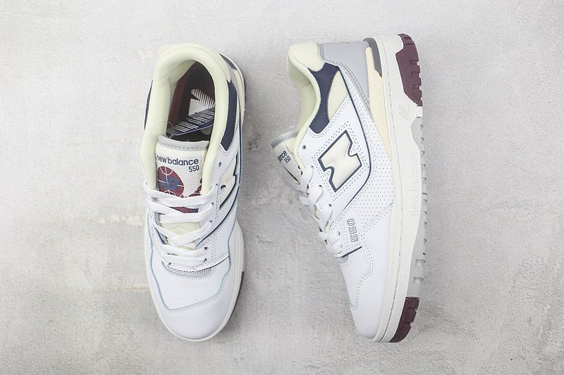 New Balance 550 “White/Natural Indigo/Burgundy” фото № 7
