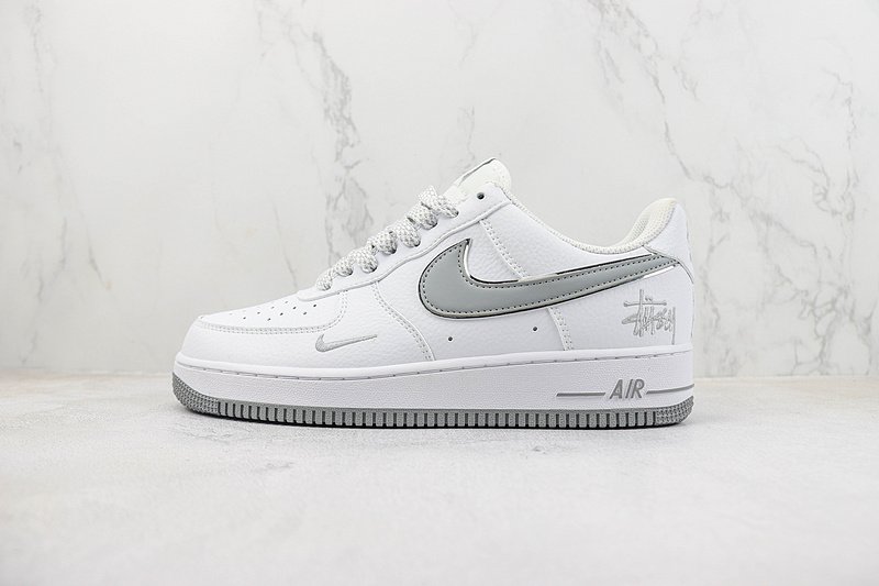 Stussy x Nike Air Force 1 Low "White/Silver Grey" фото № 2