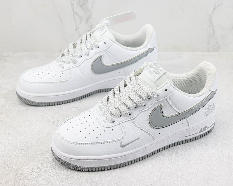 Stussy x Nike Air Force 1 Low "White/Silver Grey" фото № 5