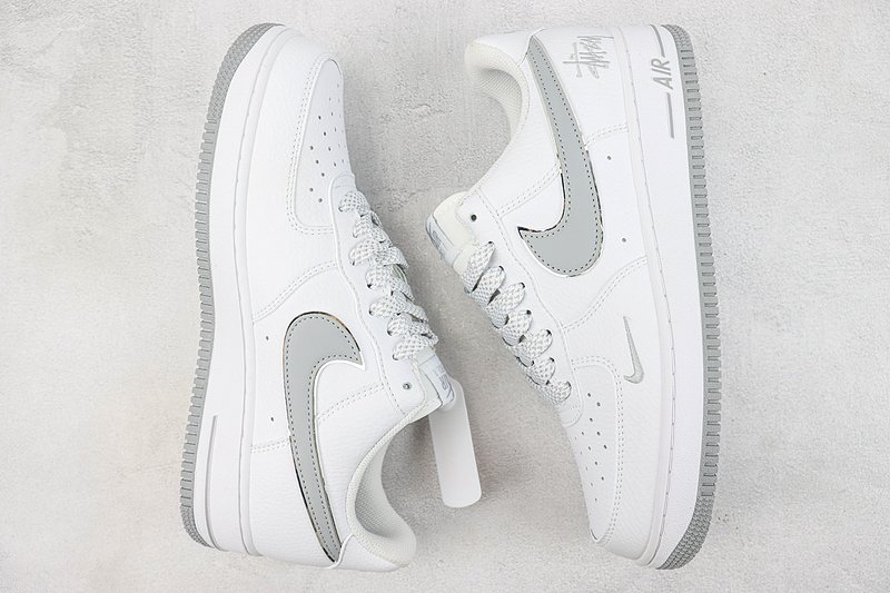 Stussy x Nike Air Force 1 Low "White/Silver Grey" фото № 6