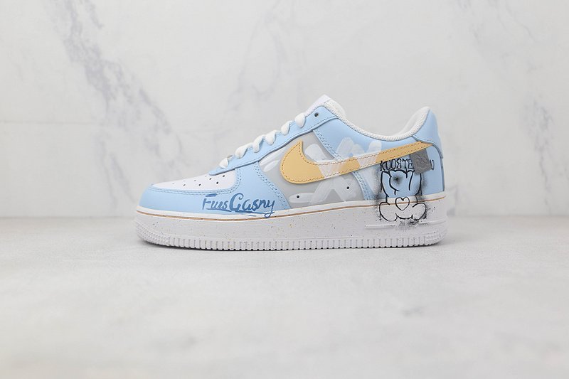Nike Air Force 1 Low "Light Blue/Grey/Orange" фото № 2