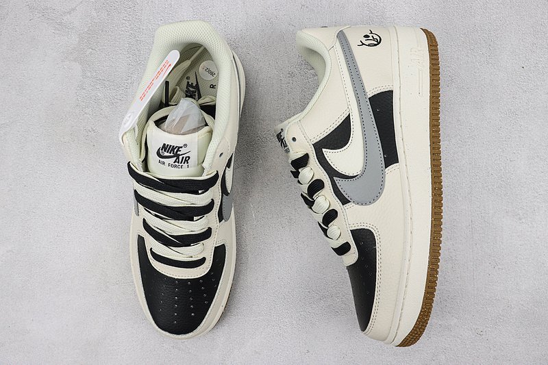 Nike Air Force 1 Low "Double Swoosh/Beige/Black/Grey" фото № 7