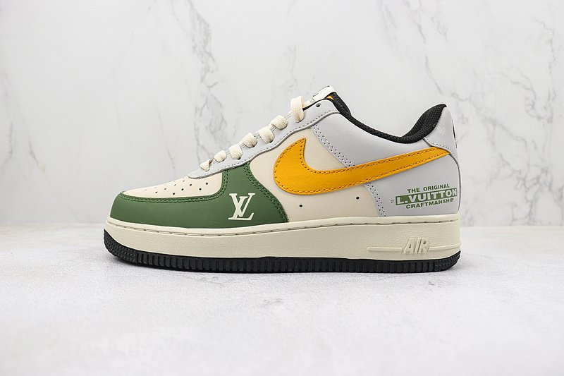 Louis Vuitton x Nike Air Force 1 Low "Wolf Gray/Olive Green/Yellow" фото № 2