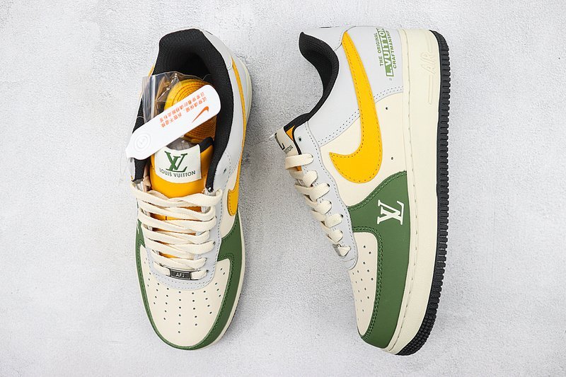 Louis Vuitton x Nike Air Force 1 Low "Wolf Gray/Olive Green/Yellow" фото № 7