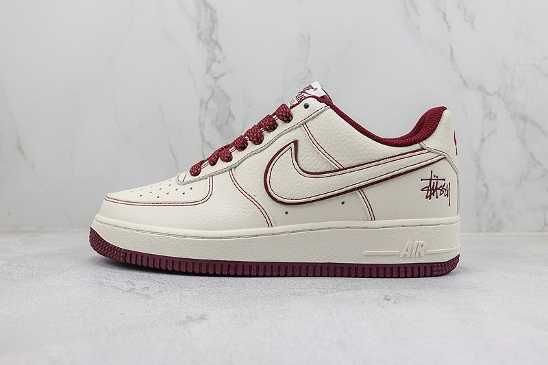 Stussy x Nike Air Force 1 Low "White Chocolate/Burugundy" фото № 2